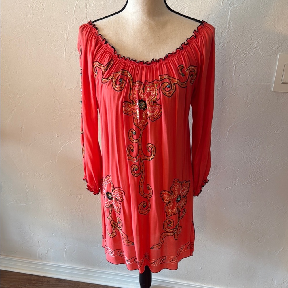 Elegant Coral Floral Dress